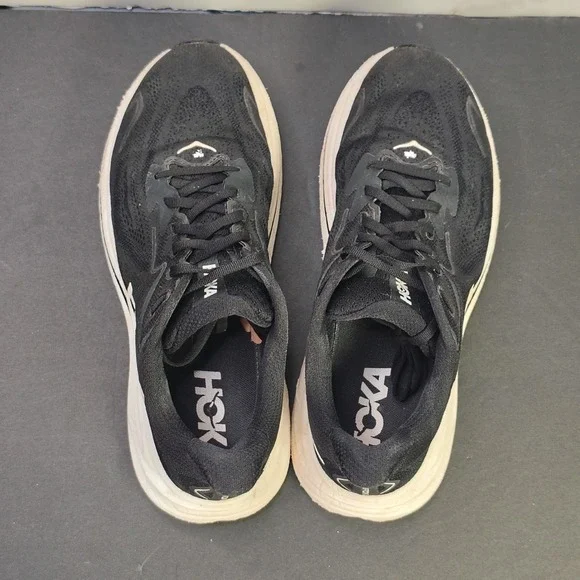 Hoka Men Clifton 10 Size 10.5 Black White Mesh Running Shoes 1162030 BWHT - Picture 6 of 12